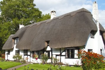 Cottage with a thatched roof